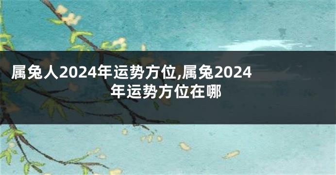 属兔人2024年运势方位,属兔2024年运势方位在哪