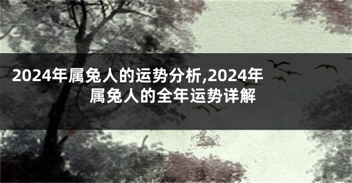 2024年属兔人的运势分析,2024年属兔人的全年运势详解