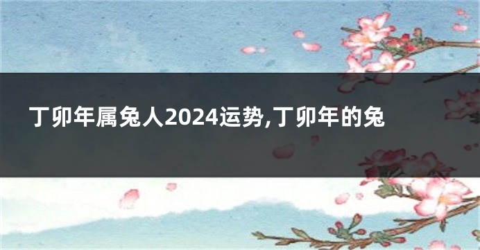 丁卯年属兔人2024运势,丁卯年的兔