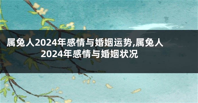 属兔人2024年感情与婚姻运势,属兔人2024年感情与婚姻状况