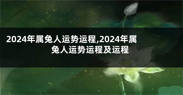 2024年属兔人运势运程,2024年属兔人运势运程及运程