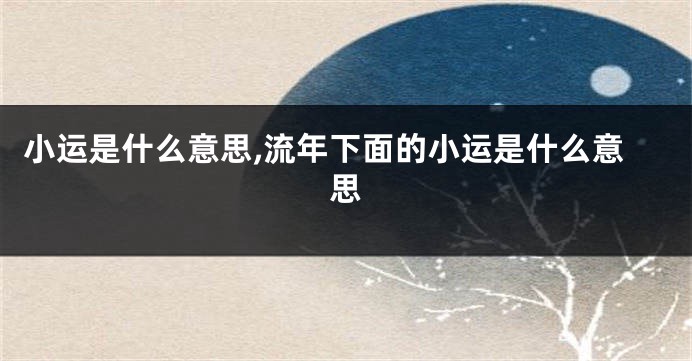 小运是什么意思,流年下面的小运是什么意思