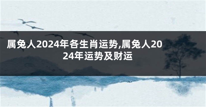 属兔人2024年各生肖运势,属兔人2024年运势及财运