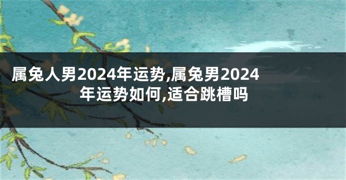 属兔人男2024年运势,属兔男2024年运势如何,适合跳槽吗