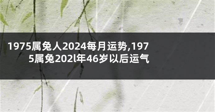 1975属兔人2024每月运势,1975属兔202l年46岁以后运气