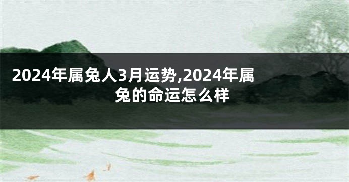 2024年属兔人3月运势,2024年属兔的命运怎么样