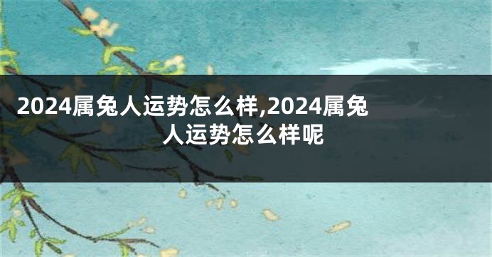 2024属兔人运势怎么样,2024属兔人运势怎么样呢