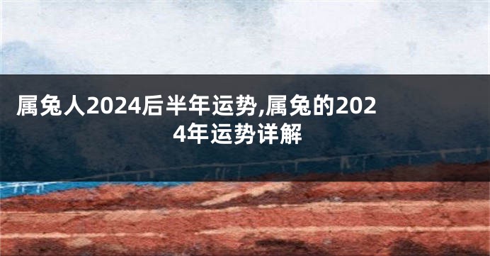 属兔人2024后半年运势,属兔的2024年运势详解