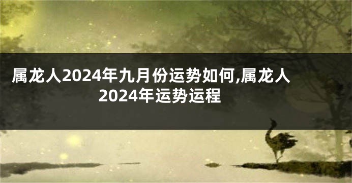 属龙人2024年九月份运势如何,属龙人2024年运势运程