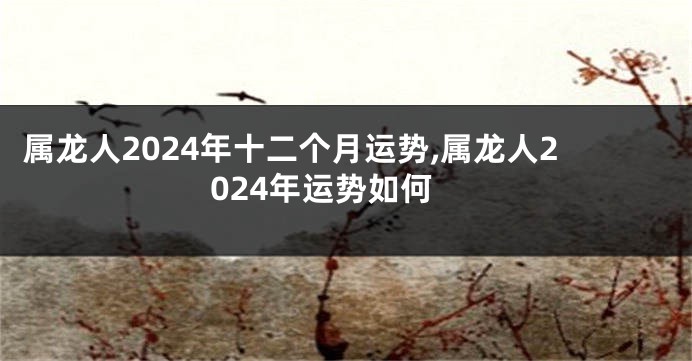 属龙人2024年十二个月运势,属龙人2024年运势如何