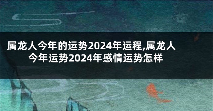 属龙人今年的运势2024年运程,属龙人今年运势2024年感情运势怎样