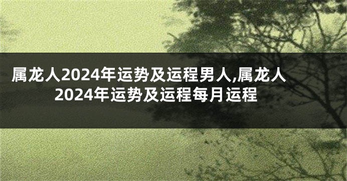 属龙人2024年运势及运程男人,属龙人2024年运势及运程每月运程