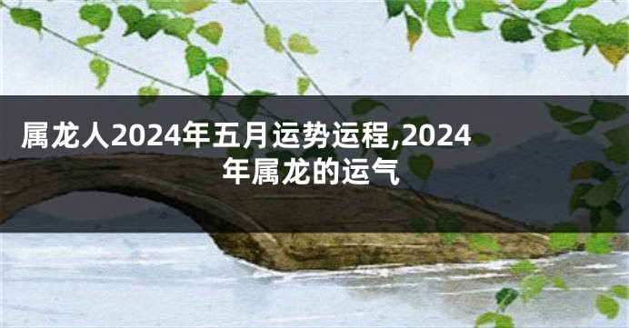 属龙人2024年五月运势运程,2024年属龙的运气