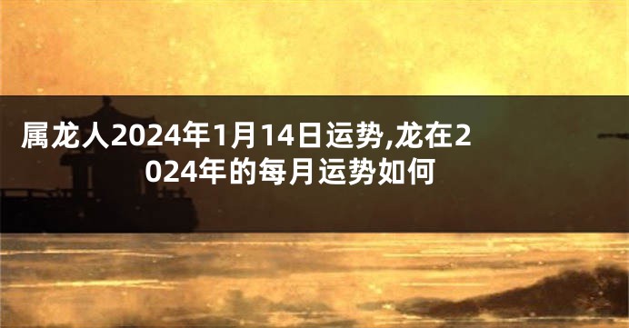 属龙人2024年1月14日运势,龙在2024年的每月运势如何