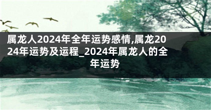 属龙人2024年全年运势感情,属龙2024年运势及运程_2024年属龙人的全年运势