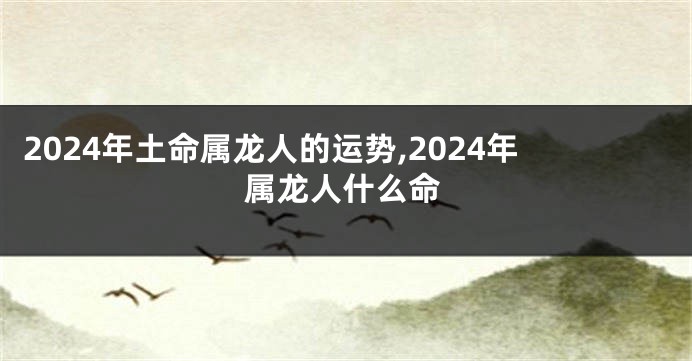 2024年土命属龙人的运势,2024年属龙人什么命