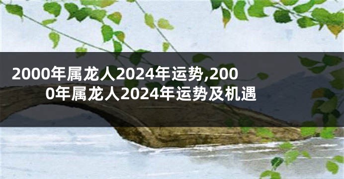 2000年属龙人2024年运势,2000年属龙人2024年运势及机遇