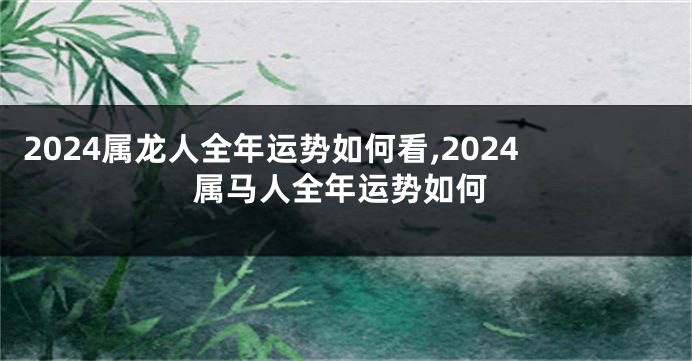 2024属龙人全年运势如何看,2024属马人全年运势如何