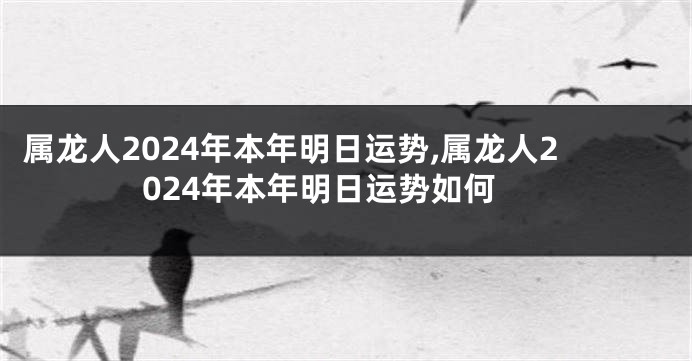 属龙人2024年本年明日运势,属龙人2024年本年明日运势如何