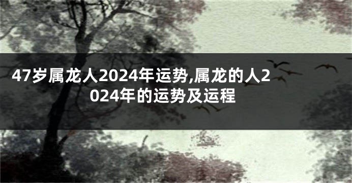 47岁属龙人2024年运势,属龙的人2024年的运势及运程