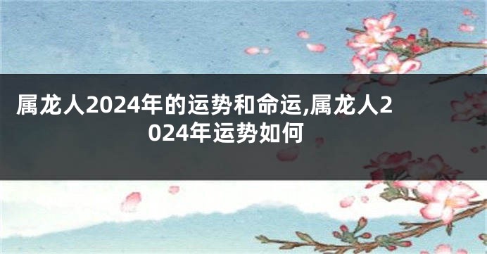 属龙人2024年的运势和命运,属龙人2024年运势如何