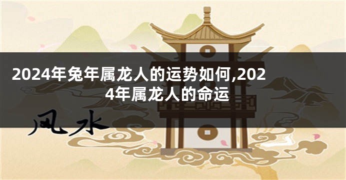 2024年兔年属龙人的运势如何,2024年属龙人的命运