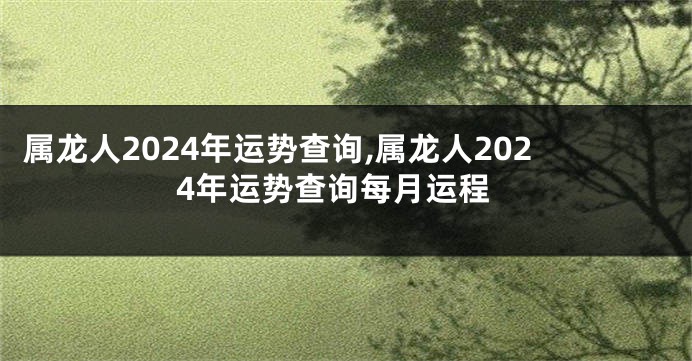 属龙人2024年运势查询,属龙人2024年运势查询每月运程