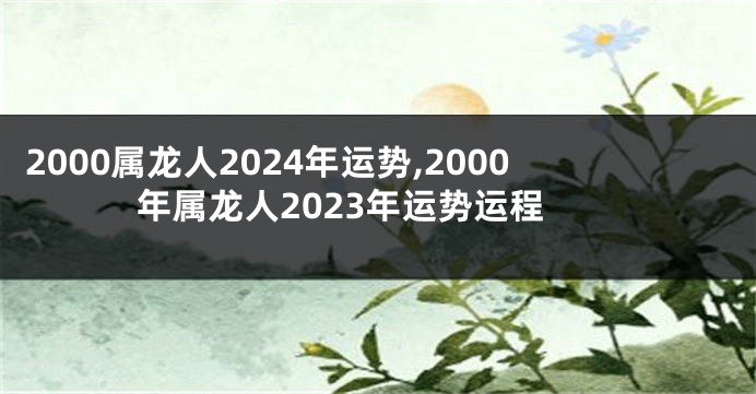 2000属龙人2024年运势,2000年属龙人2023年运势运程