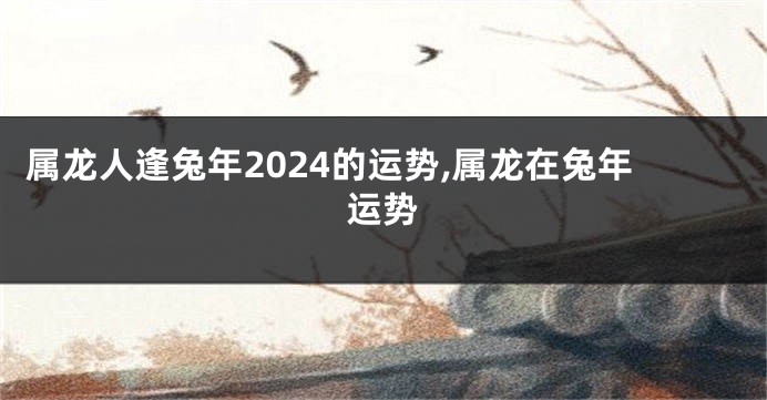 属龙人逢兔年2024的运势,属龙在兔年运势