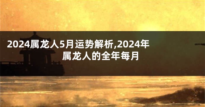 2024属龙人5月运势解析,2024年属龙人的全年每月