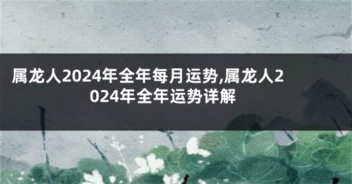 属龙人2024年全年每月运势,属龙人2024年全年运势详解