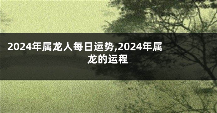 2024年属龙人每日运势,2024年属龙的运程