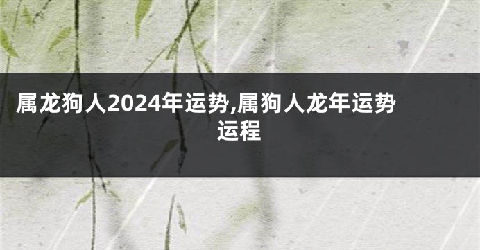 属龙狗人2024年运势,属狗人龙年运势运程