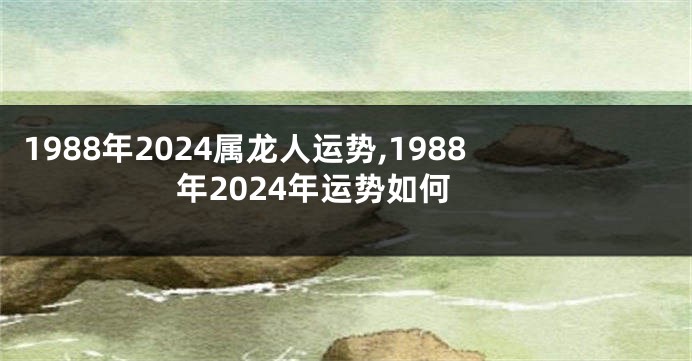 1988年2024属龙人运势,1988年2024年运势如何