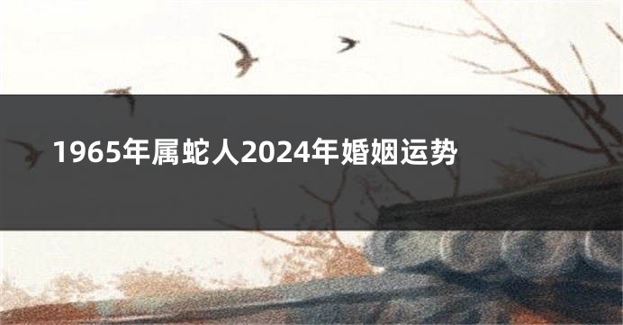 1965年属蛇人2024年婚姻运势