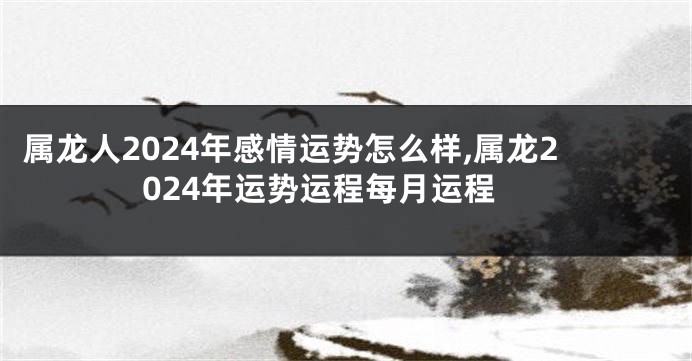 属龙人2024年感情运势怎么样,属龙2024年运势运程每月运程