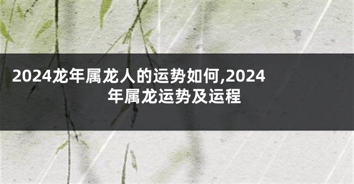 2024龙年属龙人的运势如何,2024年属龙运势及运程