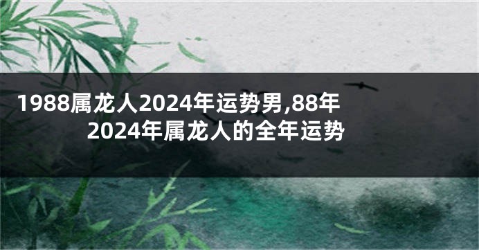 1988属龙人2024年运势男,88年2024年属龙人的全年运势