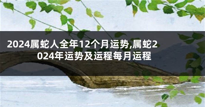 2024属蛇人全年12个月运势,属蛇2024年运势及运程每月运程