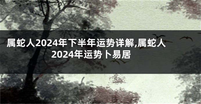 属蛇人2024年下半年运势详解,属蛇人2024年运势卜易居