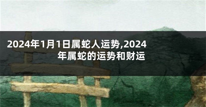 2024年1月1日属蛇人运势,2024年属蛇的运势和财运