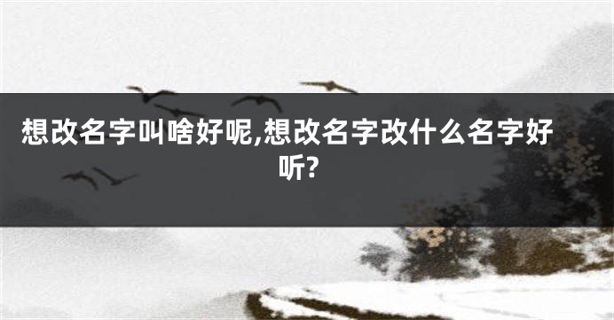 想改名字叫啥好呢,想改名字改什么名字好听?