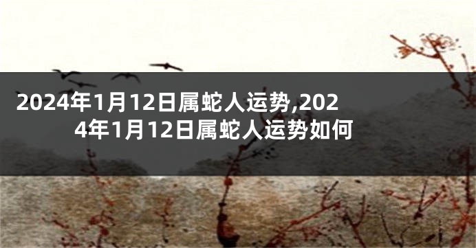 2024年1月12日属蛇人运势,2024年1月12日属蛇人运势如何