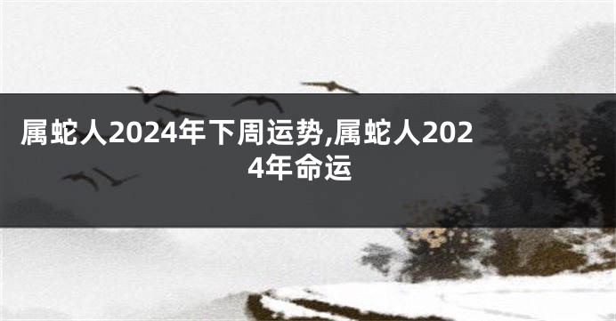 属蛇人2024年下周运势,属蛇人2024年命运