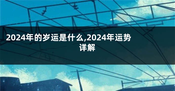 2024年的岁运是什么,2024年运势详解