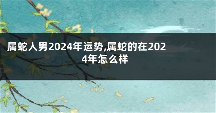 属蛇人男2024年运势,属蛇的在2024年怎么样