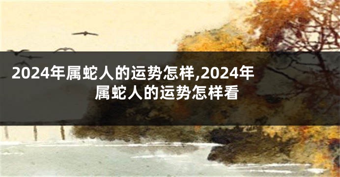 2024年属蛇人的运势怎样,2024年属蛇人的运势怎样看