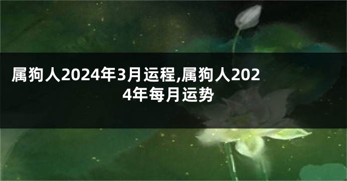 属狗人2024年3月运程,属狗人2024年每月运势