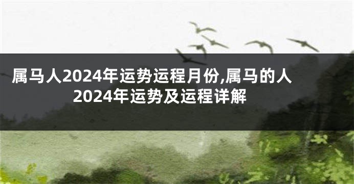 属马人2024年运势运程月份,属马的人2024年运势及运程详解