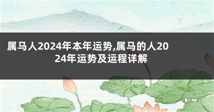 属马人2024年本年运势,属马的人2024年运势及运程详解